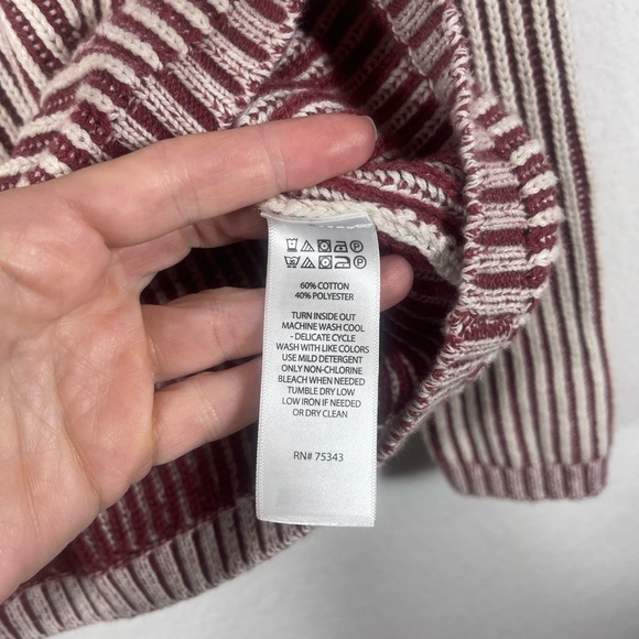 Rachel Zoe cowl neck sweater ribbed striped long sleeve size XS white burgundy - Picture 5 of 8